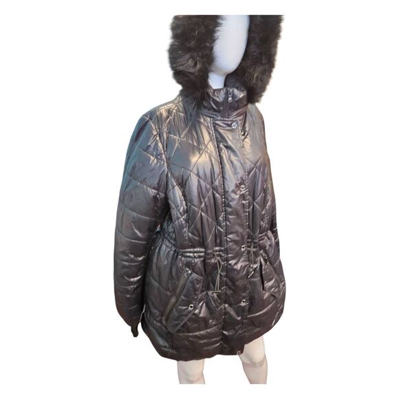 Michael Kors Black Quiltef Puffer Jacket Size 1X Hooded - Picture 4 of 8